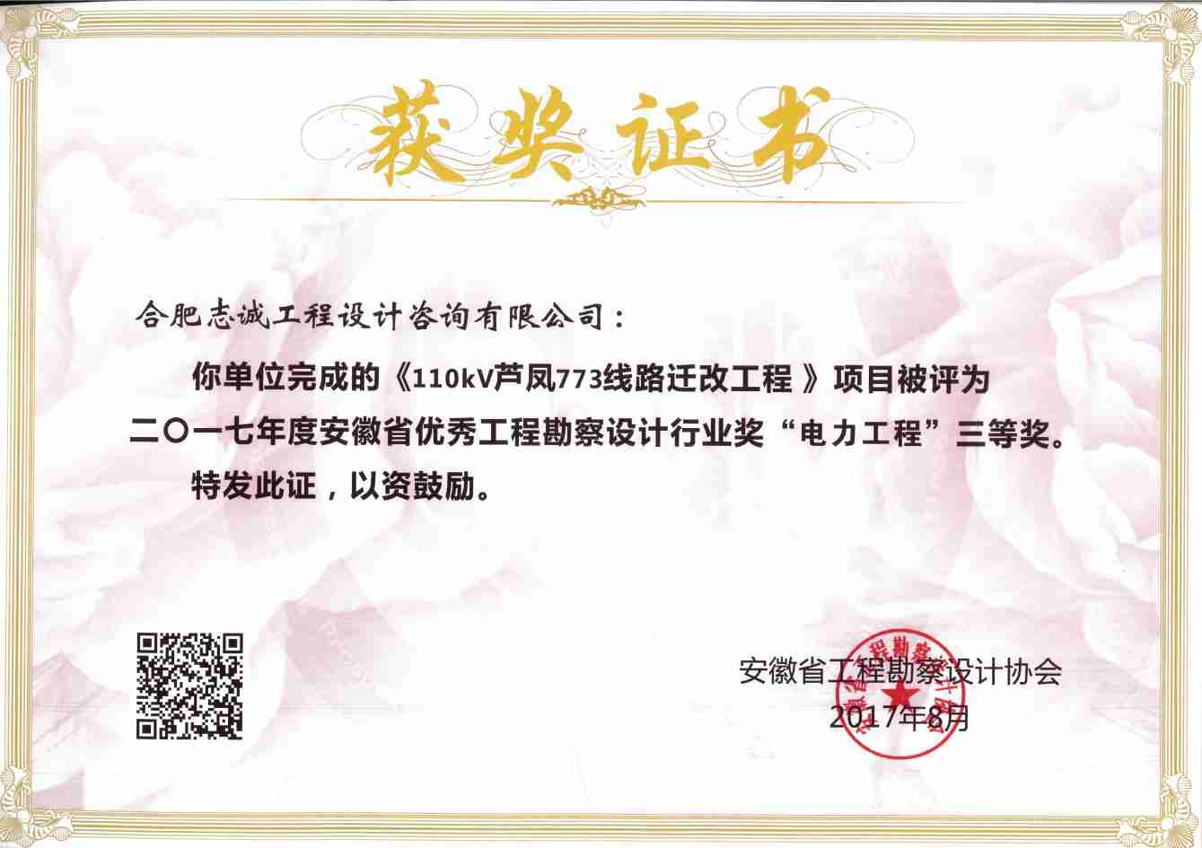 获奖证书